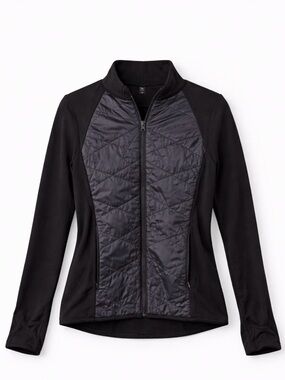 Athleta Black Quilted Front Active Zip Jacket